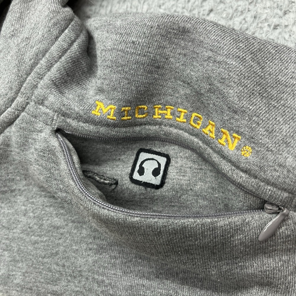 Nike Michigan Wolverines Center Swoosh Hoodie Mens M Y2K Gray Yellow Embroidered - Picture 7 of 12